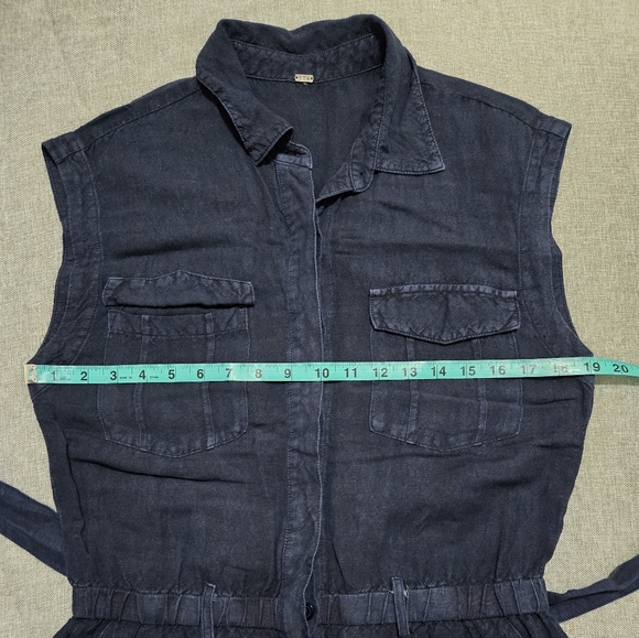 YOUNG FABULOUS & BROKE Cuba Jumpsuit Linen Blend Navy Sleeveless Wide-Leg Small - Picture 9 of 13